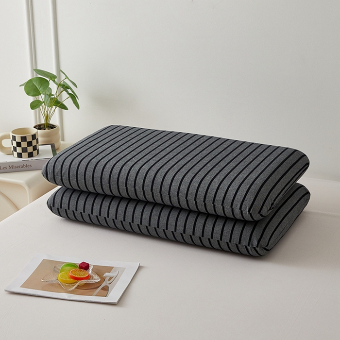 91家纺网 家纺一手货源 找家纺 翎盈家纺 2025款纯棉全棉水洗棉深睡枕专用枕套面包记忆枕枕头套枕套单品 条纹黑