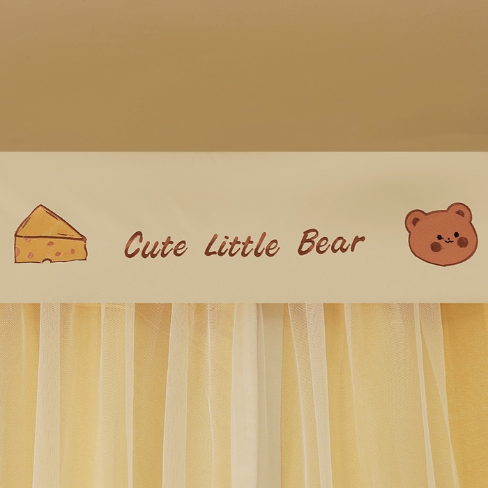 91家纺网 家纺一手货源 找家纺 都市缘蚊帐 2025新款学生宿舍导轨遮光床帘上下铺贴布卡通蚊帐0.8m 0.9m床 小棕熊 黄