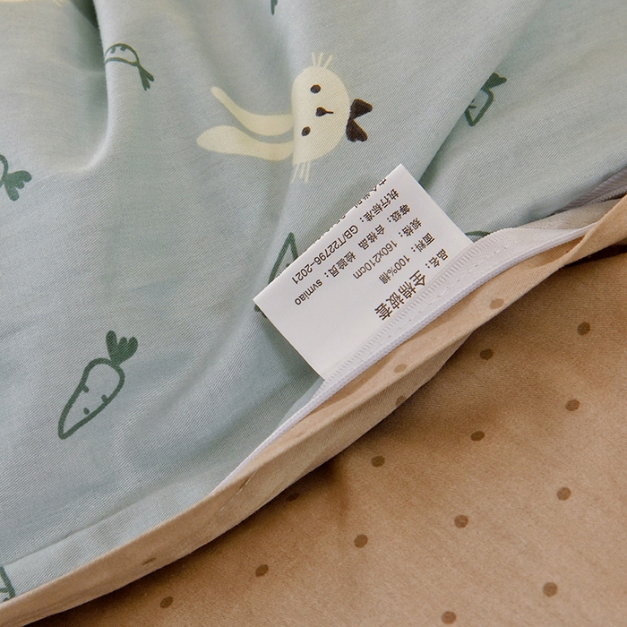 91家纺网 家纺一手货源 找家纺 水妙家纺 2025年新款A类全棉纯棉学生宿舍上下铺床笠六件套五件套 长耳兔-蓝