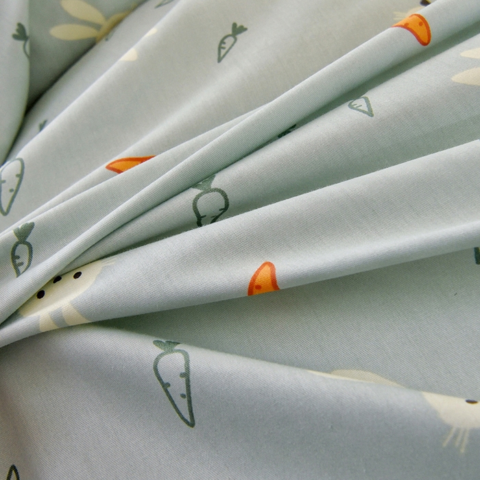 91家纺网 家纺一手货源 找家纺 水妙家纺 2025年新款A类全棉纯棉学生宿舍上下铺床笠六件套五件套 长耳兔-蓝