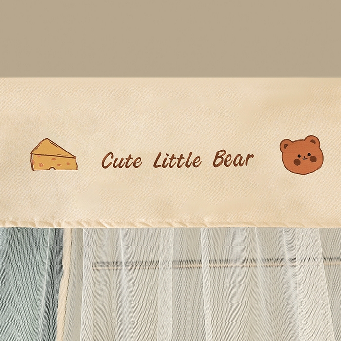 91家纺网 家纺一手货源 找家纺 都市缘蚊帐 2025新款学生宿舍导轨遮光床帘上下铺贴布卡通蚊帐0.8m 0.9m床 小棕熊 墨绿