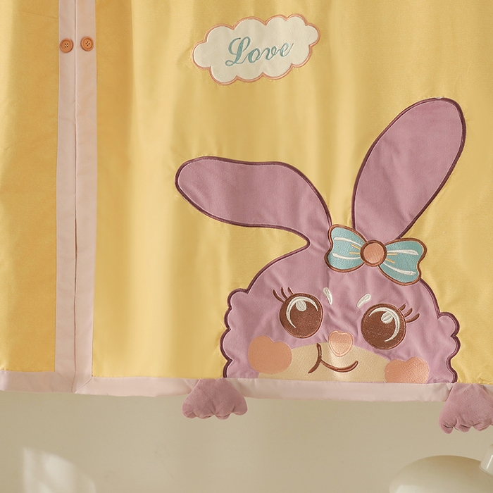 91家纺网 家纺一手货源 找家纺 都市缘蚊帐 2025新款学生宿舍导轨遮光床帘上下铺贴布卡通蚊帐0.8m 0.9m床 星露露-黄