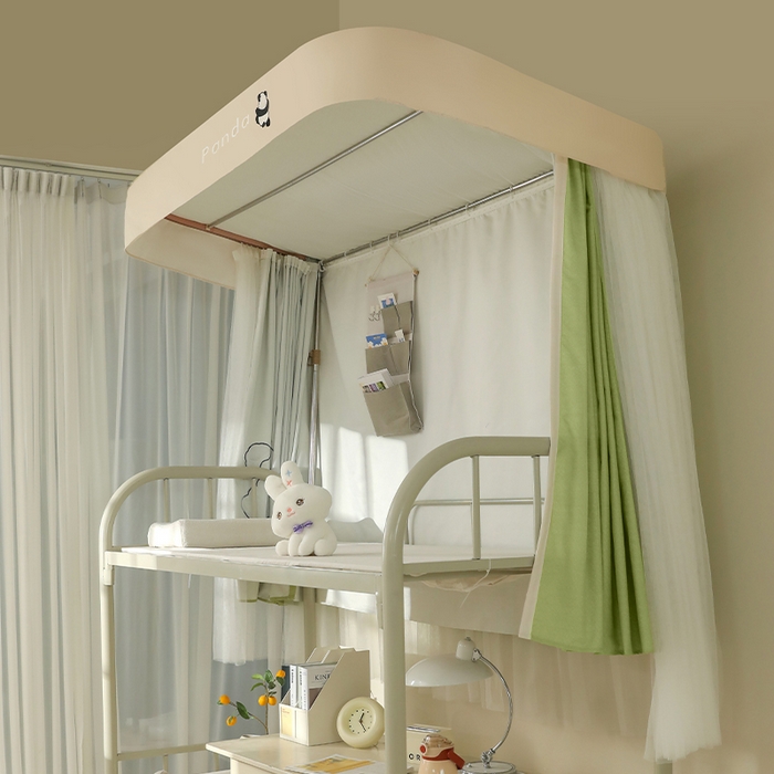 91家纺网 家纺一手货源 找家纺 都市缘蚊帐 2025新款学生宿舍导轨遮光床帘上下铺贴布卡通蚊帐0.8m 0.9m床 熊猫圆圆-豆绿