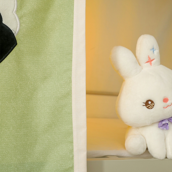 91家纺网 家纺一手货源 找家纺 都市缘蚊帐 2025新款学生宿舍导轨遮光床帘上下铺贴布卡通蚊帐0.8m 0.9m床 熊猫圆圆-豆绿