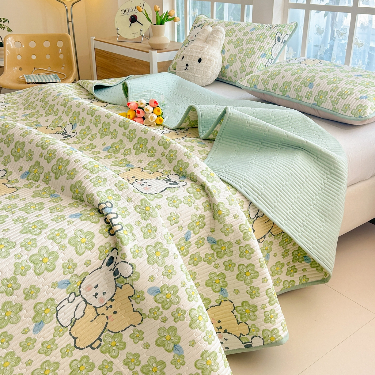 91家纺网 家纺一手货源 找家纺 恒尚居2025新款春秋纯棉床盖全棉印花床单床垫床褥垫-跑量（四季款）纯棉四季款- 巴黎春天