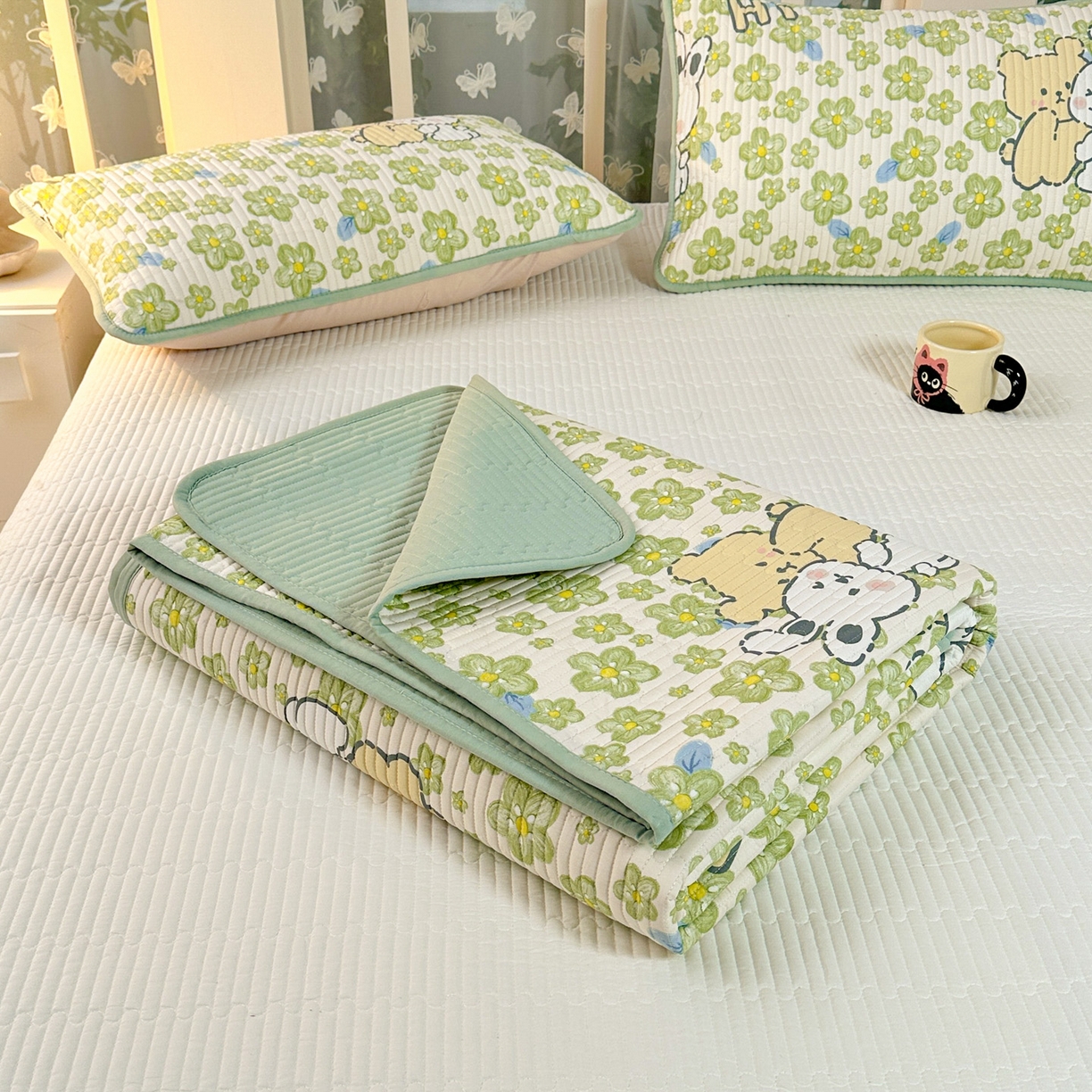 91家纺网 家纺一手货源 找家纺 恒尚居2025新款春秋纯棉床盖全棉印花床单床垫床褥垫-跑量（四季款）纯棉四季款- 巴黎春天