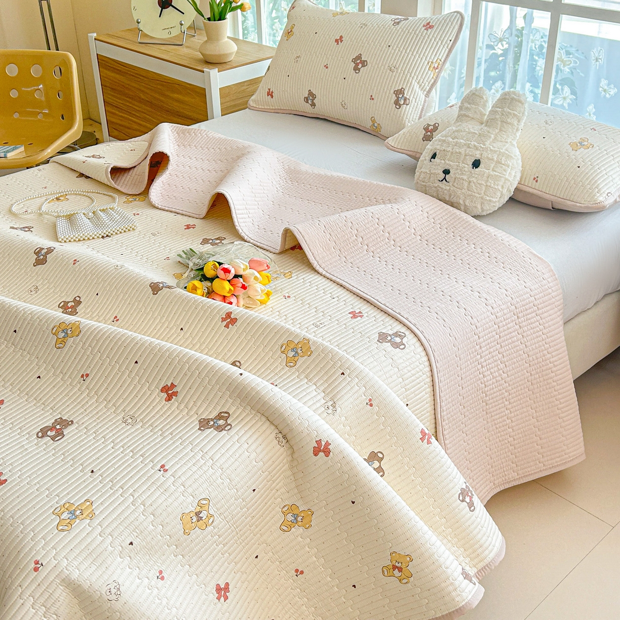 91家纺网 家纺一手货源 找家纺 恒尚居2025新款春秋纯棉床盖全棉印花床单床垫床褥垫-跑量（四季款） 纯棉四季款-芭比熊