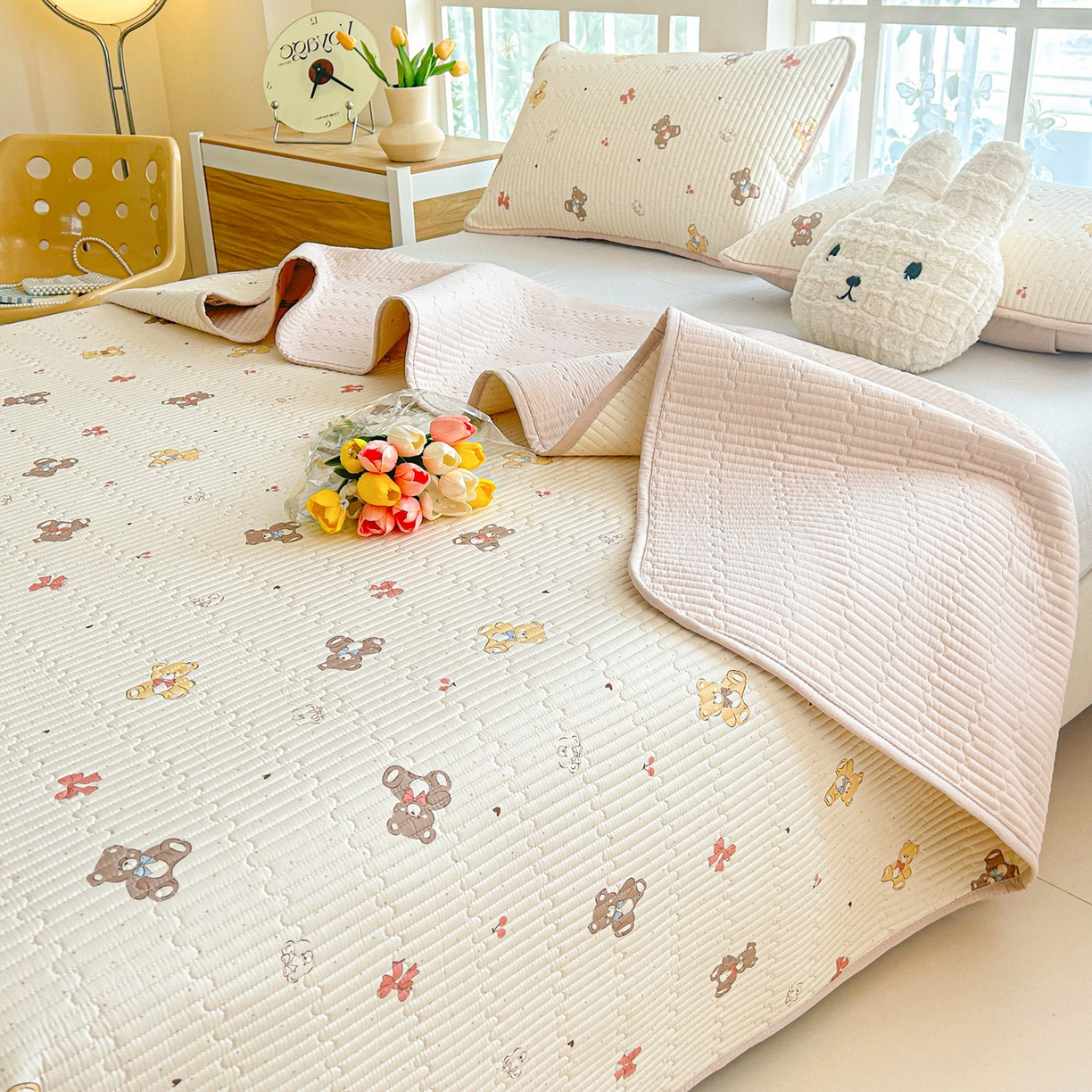 恒尚居2025新款春秋纯棉床盖全棉印花床单床垫床褥垫-跑量（四季款） 纯棉四季款-芭比熊