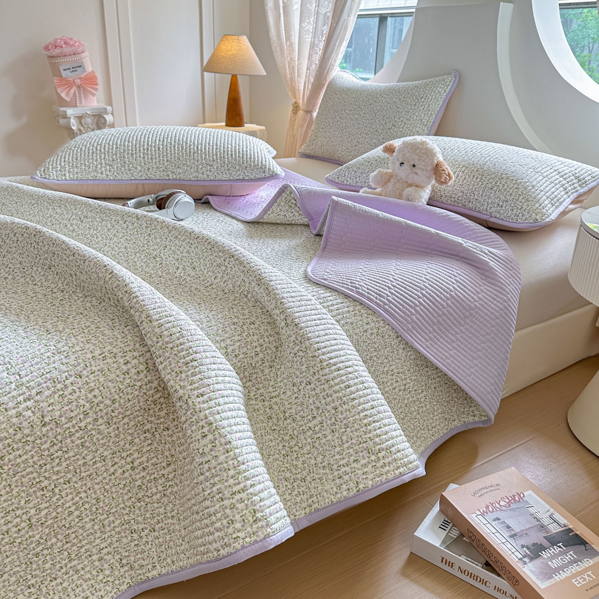 91家纺网 家纺一手货源 找家纺 恒尚居2025新款春秋纯棉床盖全棉印花床单床垫床褥垫-跑量（四季款） 纯棉四季款-半夏