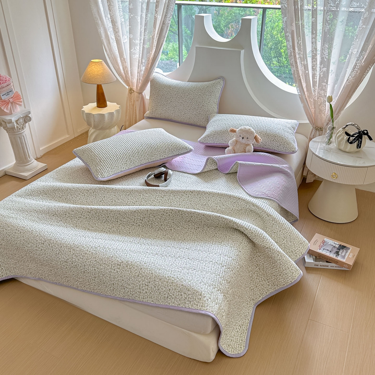 91家纺网 家纺一手货源 找家纺 恒尚居2025新款春秋纯棉床盖全棉印花床单床垫床褥垫-跑量（四季款） 纯棉四季款-半夏