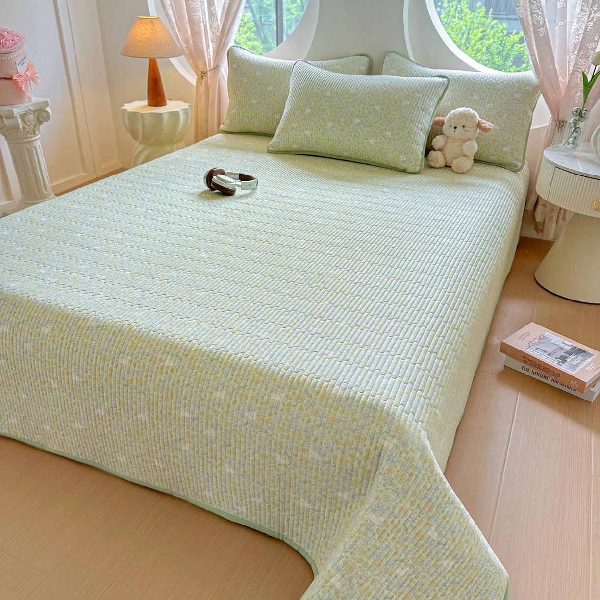 91家纺网 家纺一手货源 找家纺 恒尚居2025新款春秋纯棉床盖全棉印花床单床垫床褥垫-跑量（四季款） 纯棉四季款-丁香花开