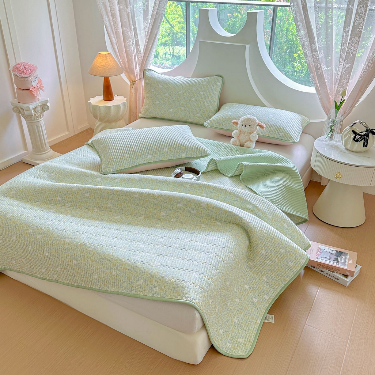 91家纺网 家纺一手货源 找家纺 恒尚居2025新款春秋纯棉床盖全棉印花床单床垫床褥垫-跑量（四季款） 纯棉四季款-丁香花开