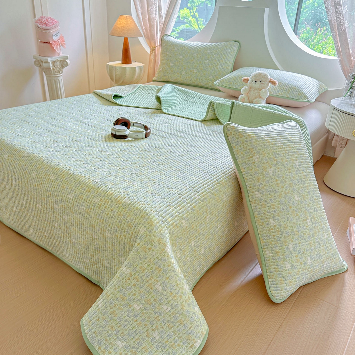 91家纺网 家纺一手货源 找家纺 恒尚居2025新款春秋纯棉床盖全棉印花床单床垫床褥垫-跑量（四季款） 纯棉四季款-丁香花开