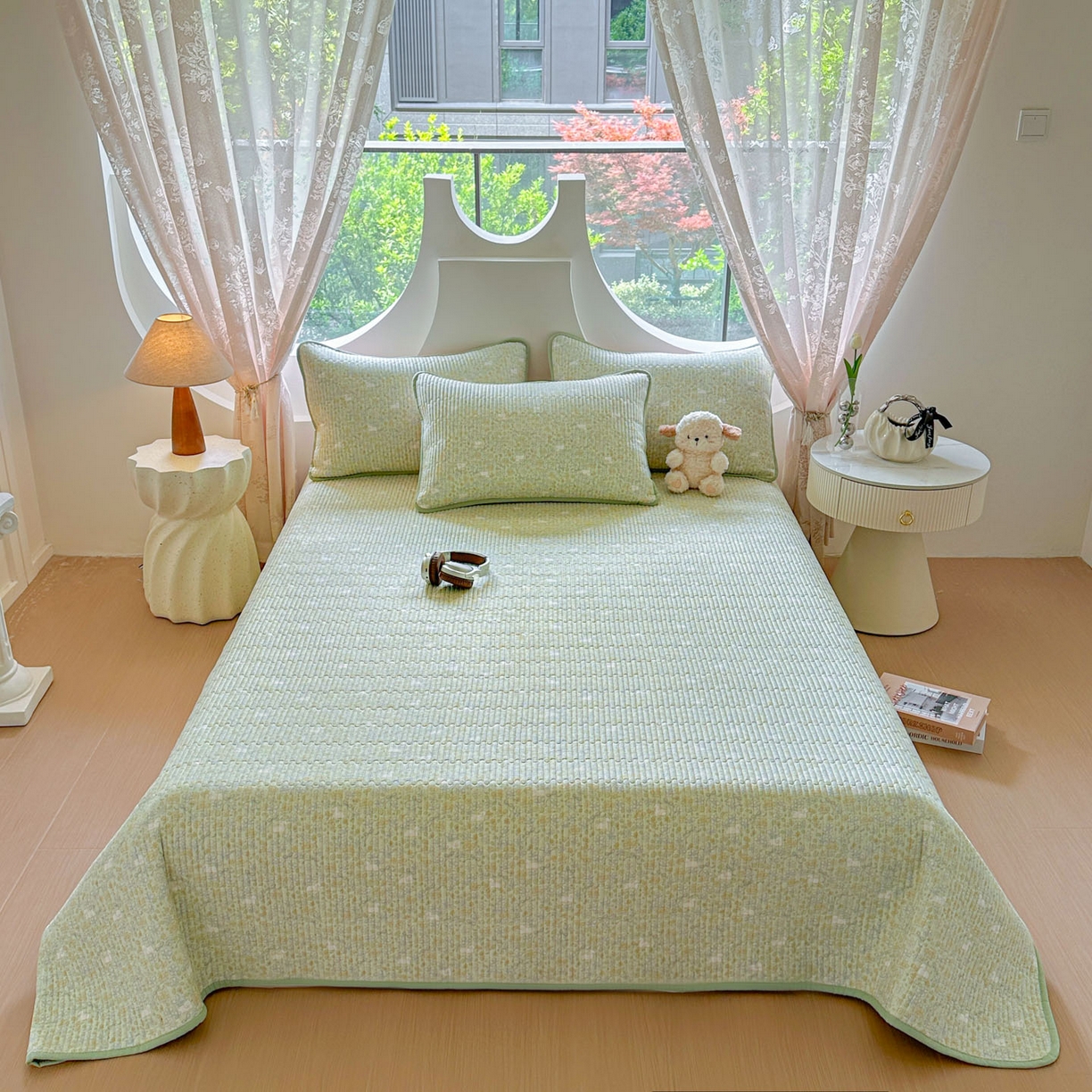 91家纺网 家纺一手货源 找家纺 恒尚居2025新款春秋纯棉床盖全棉印花床单床垫床褥垫-跑量（四季款） 纯棉四季款-丁香花开