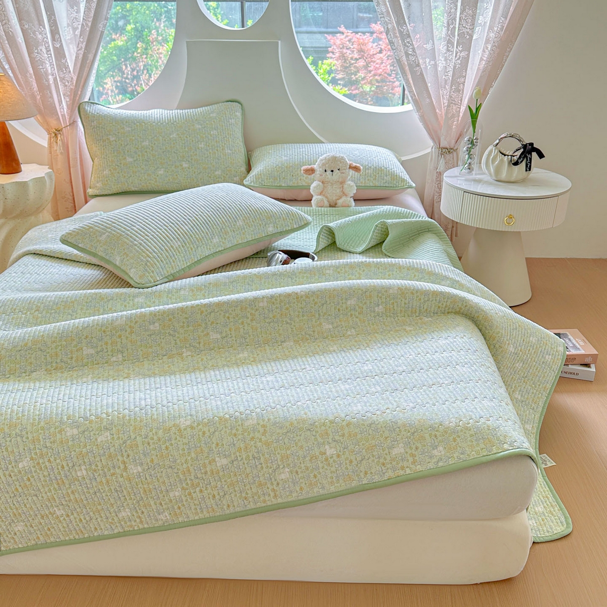 91家纺网 家纺一手货源 找家纺 恒尚居2025新款春秋纯棉床盖全棉印花床单床垫床褥垫-跑量（四季款） 纯棉四季款-丁香花开