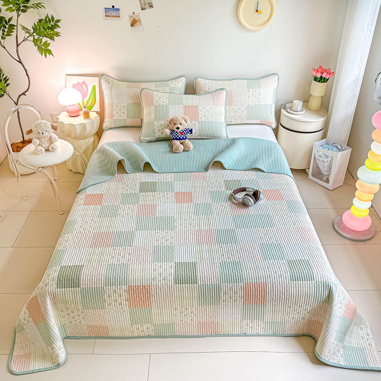 91家纺网 家纺一手货源 找家纺 恒尚居2025新款春秋纯棉床盖全棉印花床单床垫床褥垫-跑量（四季款） 纯棉四季款-芳菲-绿