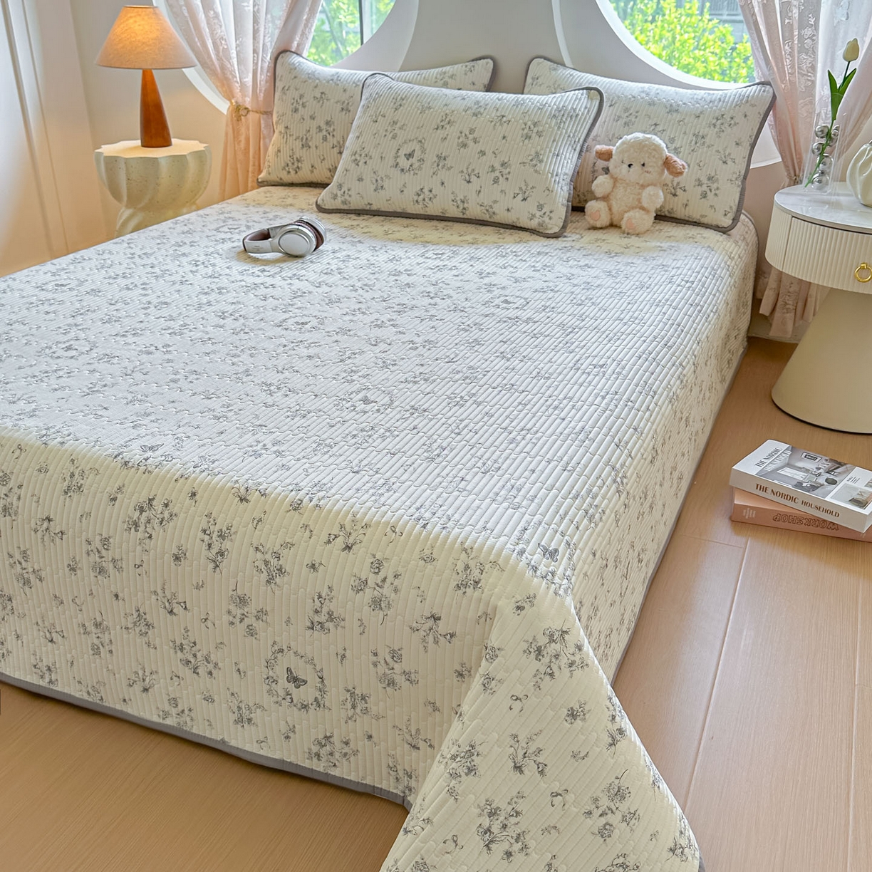 91家纺网 家纺一手货源 找家纺 恒尚居2025新款春秋纯棉床盖全棉印花床单床垫床褥垫-跑量（四季款） 纯棉四季款-花晨月夕