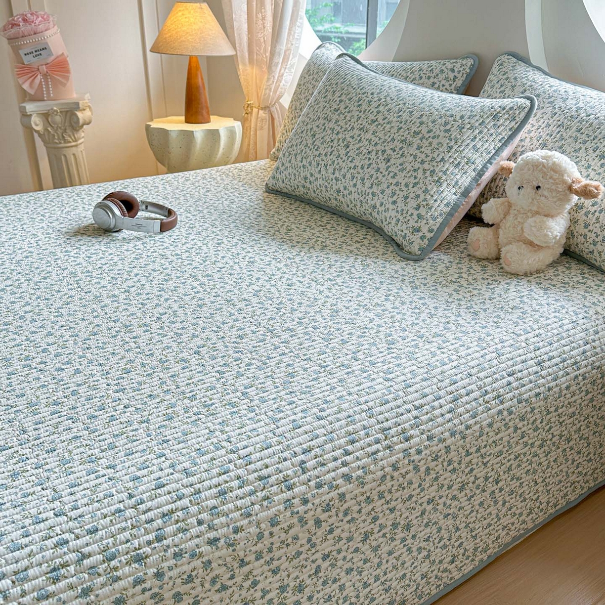 91家纺网 家纺一手货源 找家纺 恒尚居2025新款春秋纯棉床盖全棉印花床单床垫床褥垫-跑量（四季款） 纯棉四季款-蓝韵