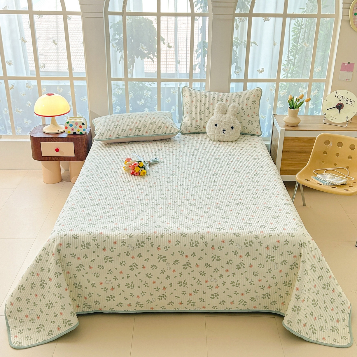 91家纺网 家纺一手货源 找家纺 恒尚居2025新款春秋纯棉床盖全棉印花床单床垫床褥垫-跑量（四季款） 纯棉四季款-清新雅韵