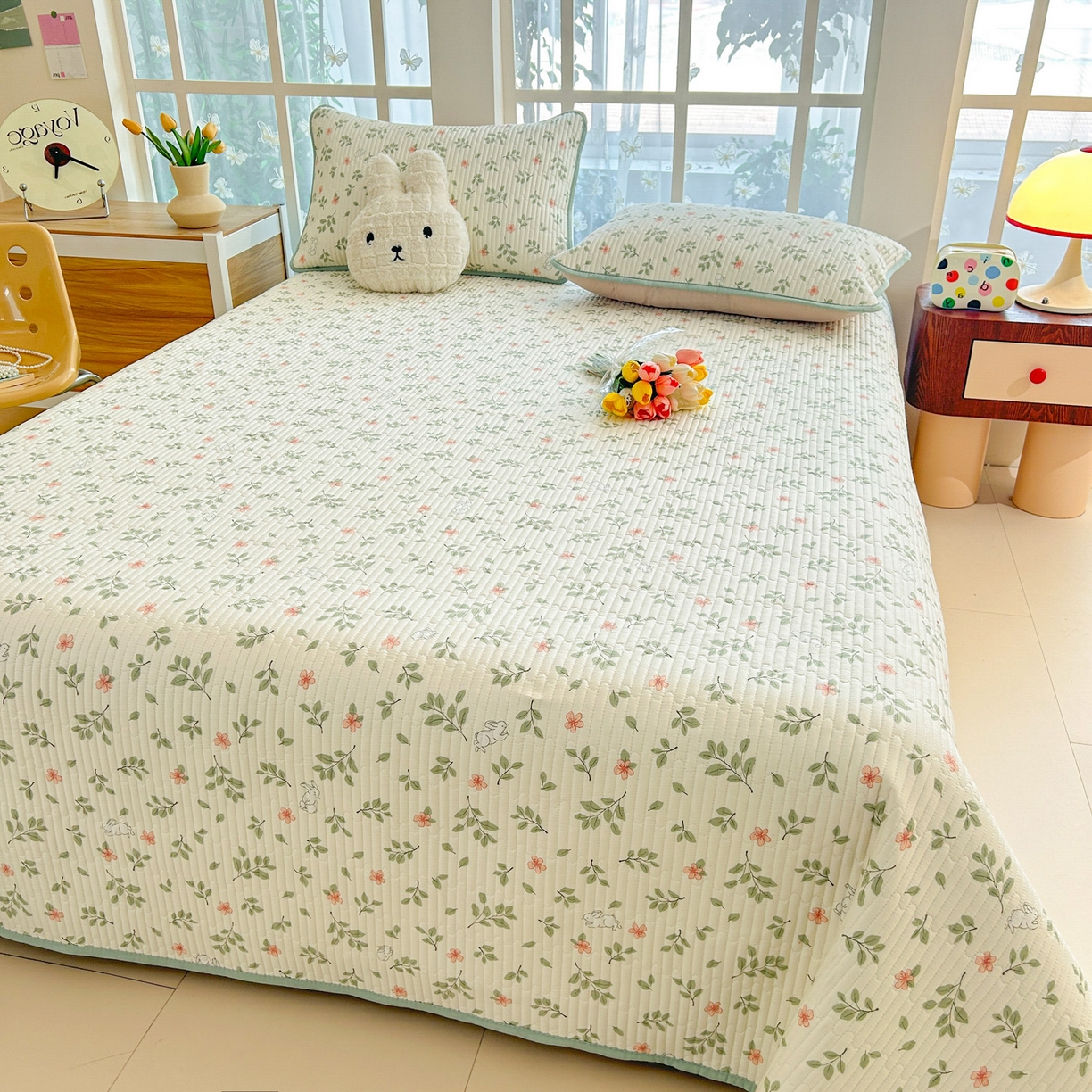 91家纺网 家纺一手货源 找家纺 恒尚居2025新款春秋纯棉床盖全棉印花床单床垫床褥垫-跑量（四季款） 纯棉四季款-清新雅韵