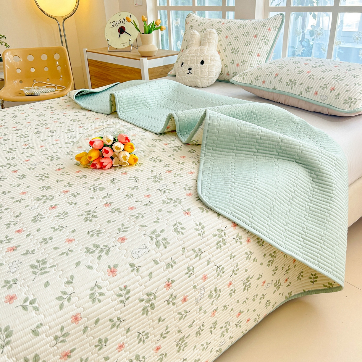 恒尚居2025新款春秋纯棉床盖全棉印花床单床垫床褥垫-跑量（四季款） 纯棉四季款-清新雅韵