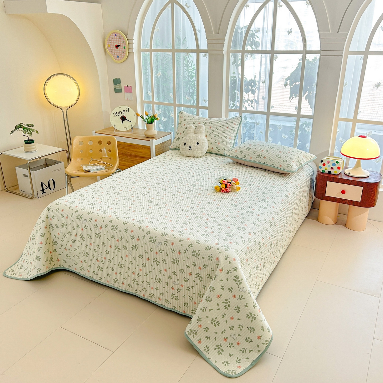 91家纺网 家纺一手货源 找家纺 恒尚居2025新款春秋纯棉床盖全棉印花床单床垫床褥垫-跑量（四季款） 纯棉四季款-清新雅韵