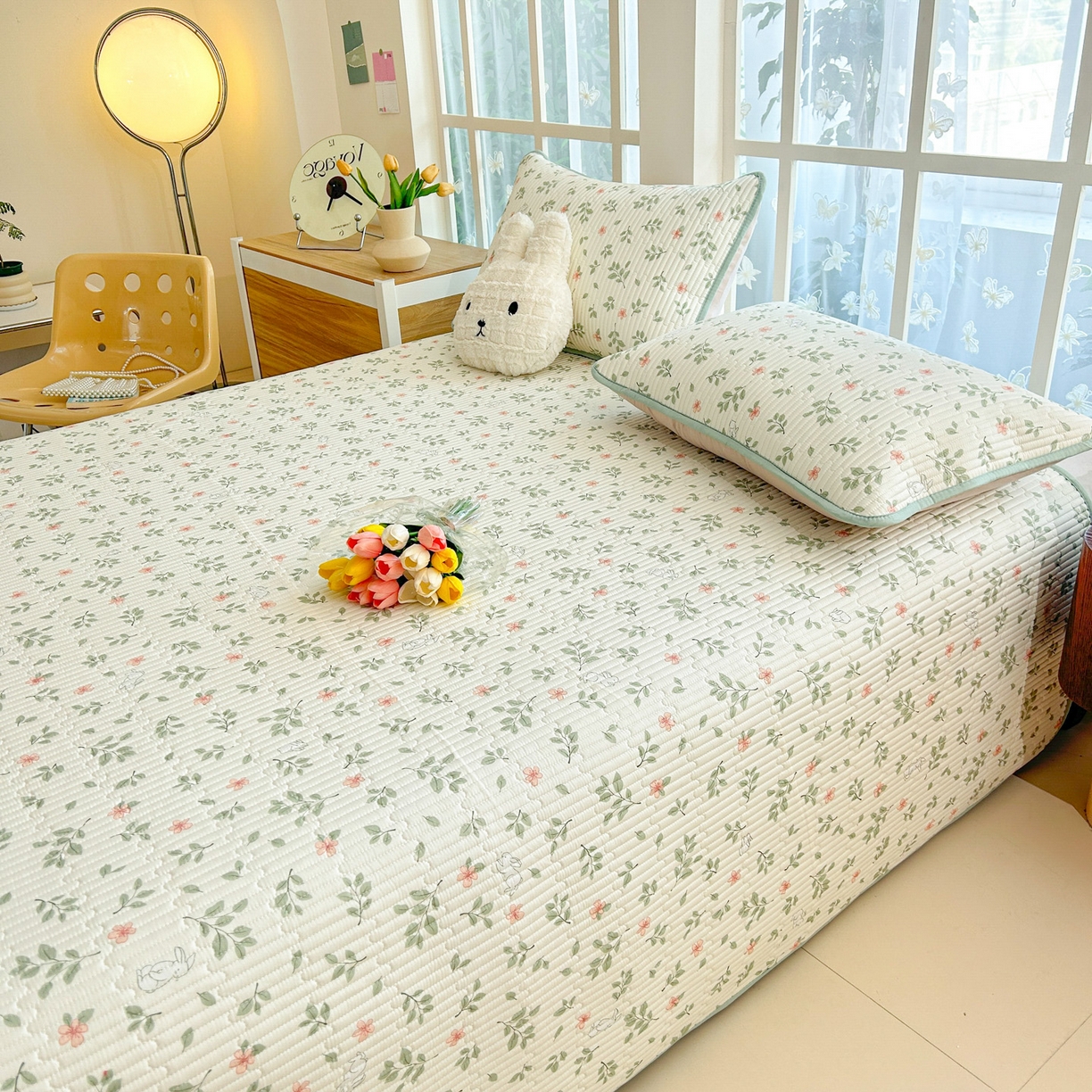 91家纺网 家纺一手货源 找家纺 恒尚居2025新款春秋纯棉床盖全棉印花床单床垫床褥垫-跑量（四季款） 纯棉四季款-清新雅韵