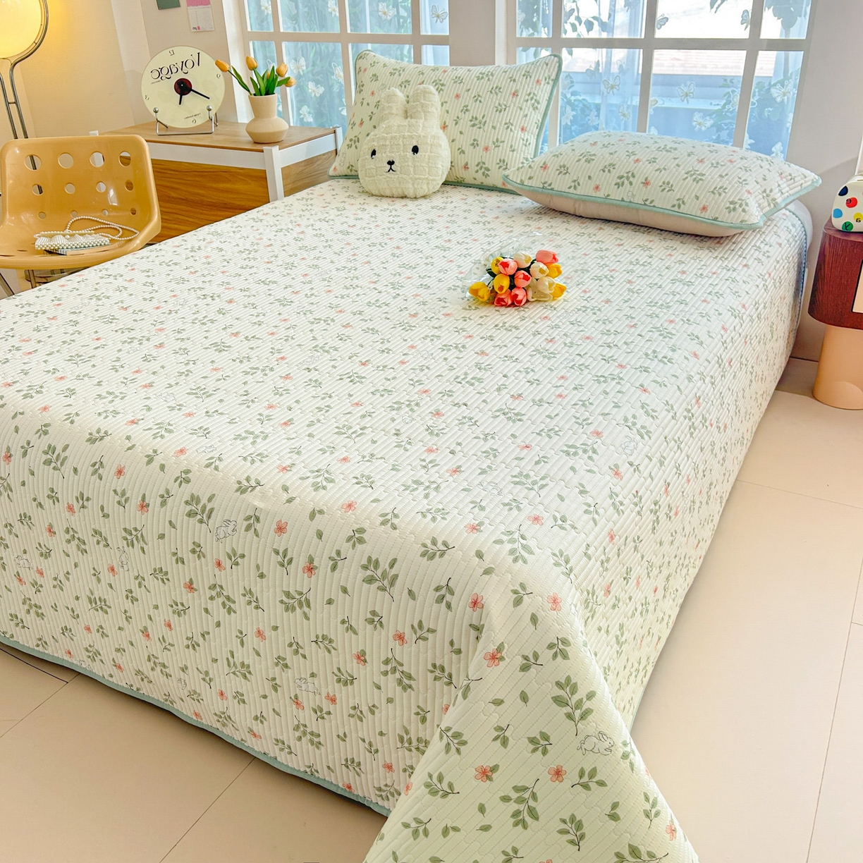 91家纺网 家纺一手货源 找家纺 恒尚居2025新款春秋纯棉床盖全棉印花床单床垫床褥垫-跑量（四季款） 纯棉四季款-清新雅韵