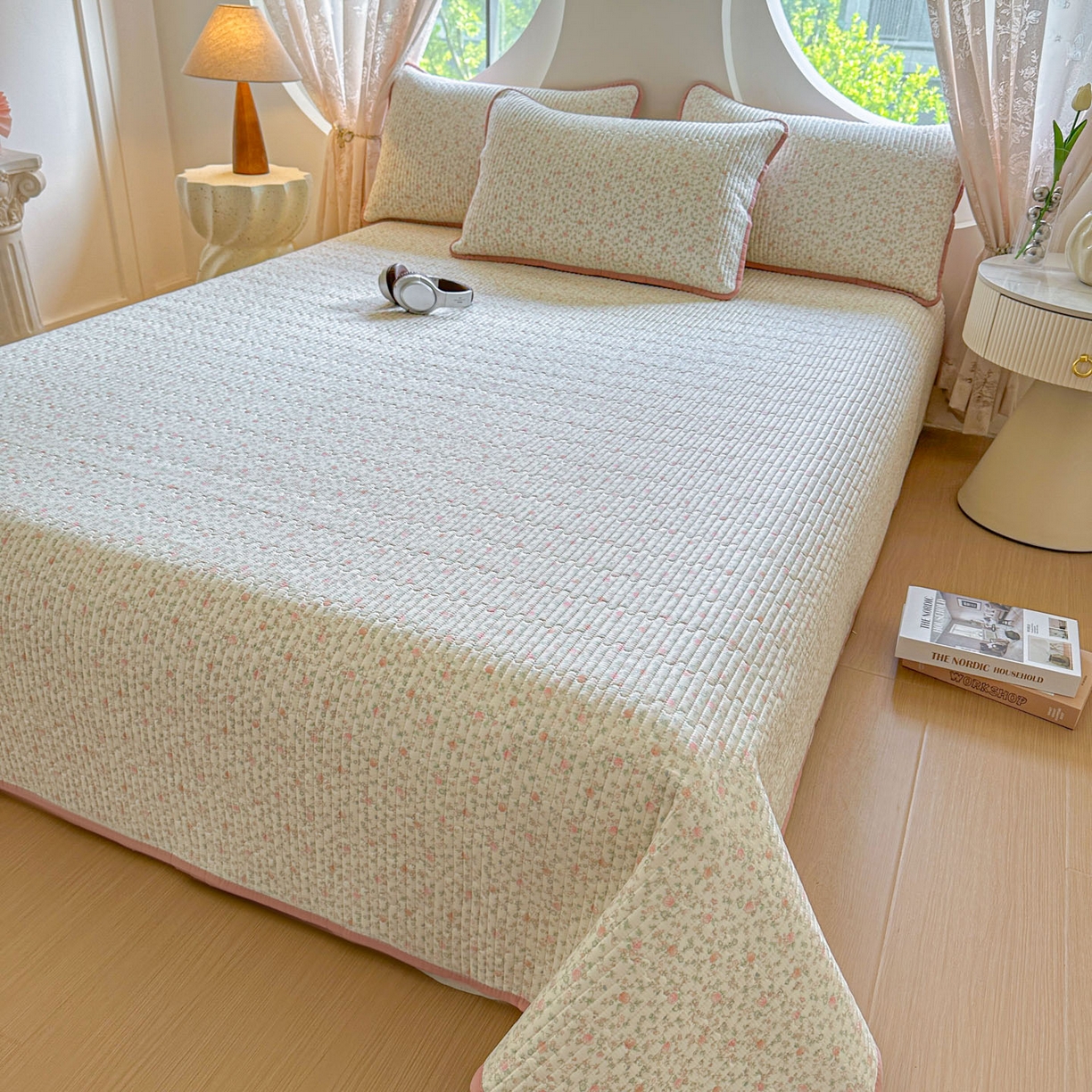 91家纺网 家纺一手货源 找家纺 恒尚居2025新款春秋纯棉床盖全棉印花床单床垫床褥垫-跑量（四季款） 纯棉四季款-伊洛娜