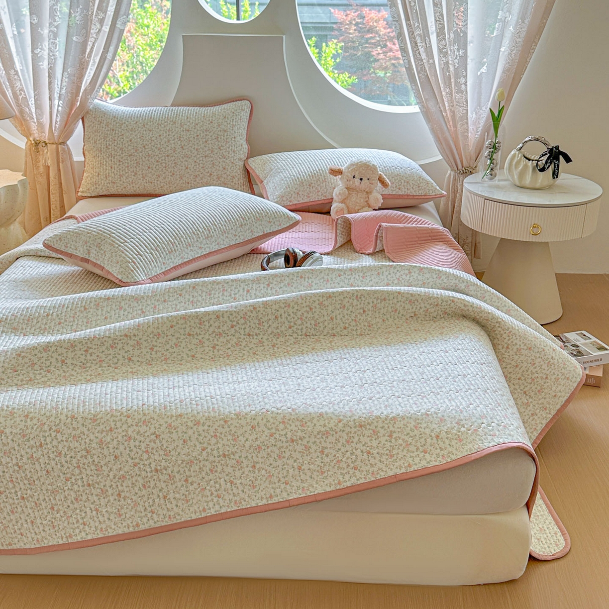 91家纺网 家纺一手货源 找家纺 恒尚居2025新款春秋纯棉床盖全棉印花床单床垫床褥垫-跑量（四季款） 纯棉四季款-伊洛娜