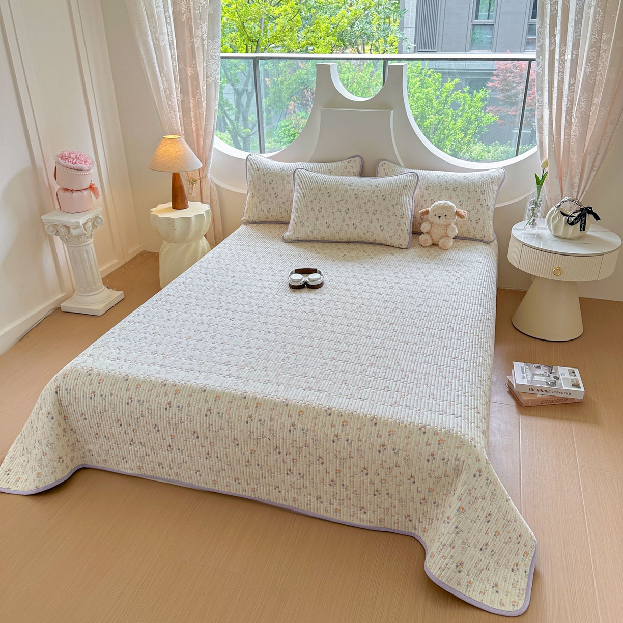 91家纺网 家纺一手货源 找家纺 恒尚居2025新款春秋纯棉床盖全棉印花床单床垫床褥垫-跑量（四季款） 纯棉四季款-云水谣