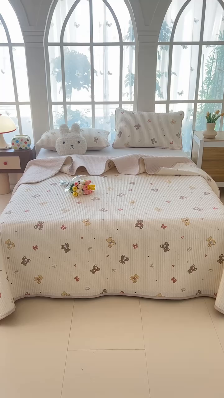 91家纺网 家纺一手货源 找家纺 恒尚居2025新款春秋纯棉床盖全棉印花床单床垫床褥垫-跑量（四季款） 纯棉四季款-芭比熊