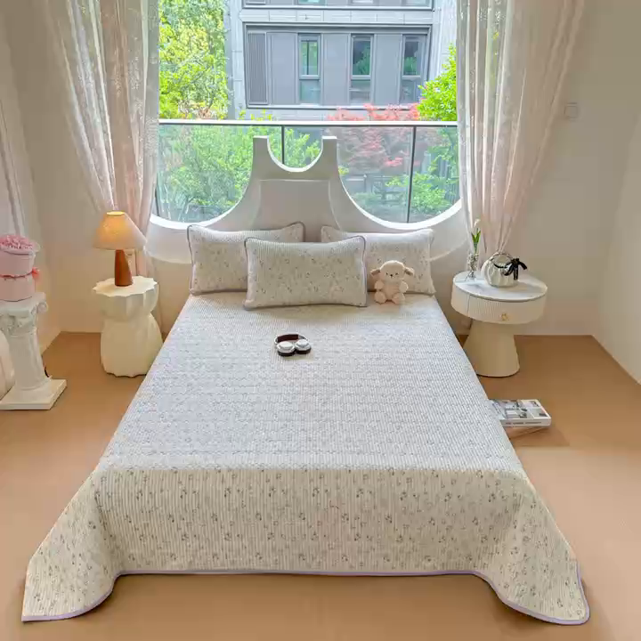 91家纺网 家纺一手货源 找家纺 恒尚居2025新款春秋纯棉床盖全棉印花床单床垫床褥垫-跑量（四季款） 纯棉四季款-云水谣