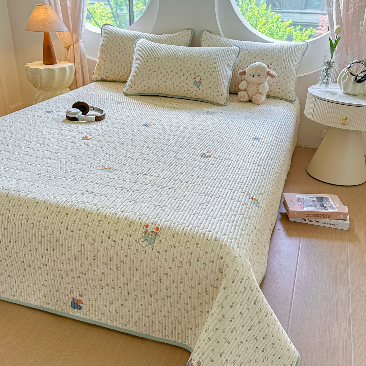 91家纺网 家纺一手货源 找家纺 恒尚居2025新款全棉床盖春秋印花床单纯棉床垫床褥垫-跑量（四季款）卡通 纯棉四季款-哆咪花园