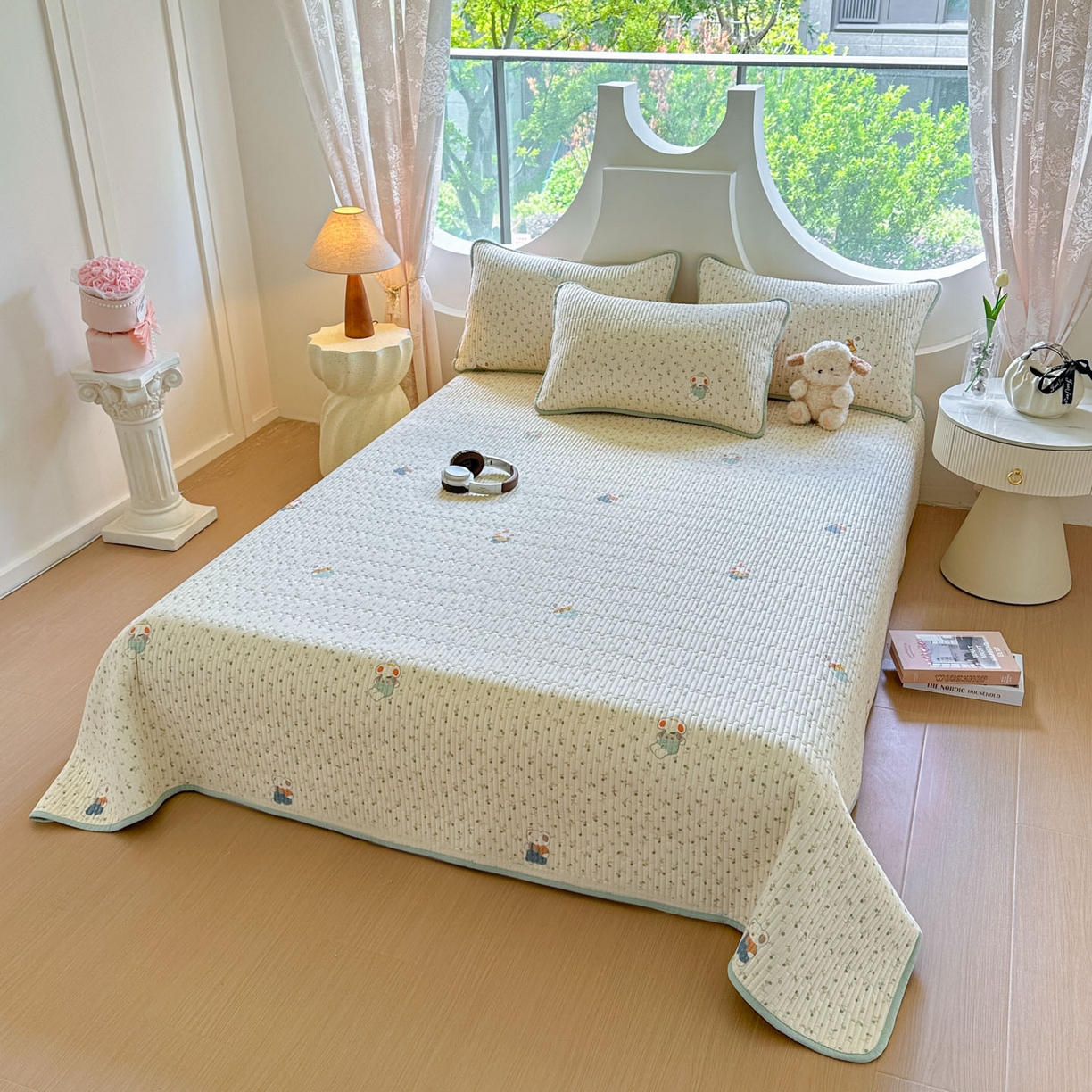 91家纺网 家纺一手货源 找家纺 恒尚居2025新款全棉床盖春秋印花床单纯棉床垫床褥垫-跑量（四季款）卡通 纯棉四季款-哆咪花园