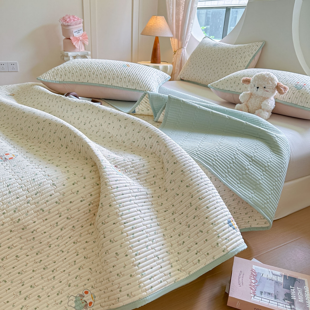 91家纺网 家纺一手货源 找家纺 恒尚居2025新款全棉床盖春秋印花床单纯棉床垫床褥垫-跑量（四季款）卡通 纯棉四季款-哆咪花园