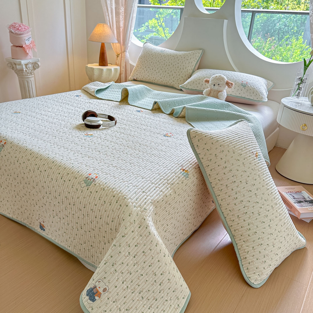 91家纺网 家纺一手货源 找家纺 恒尚居2025新款全棉床盖春秋印花床单纯棉床垫床褥垫-跑量（四季款）卡通 纯棉四季款-哆咪花园