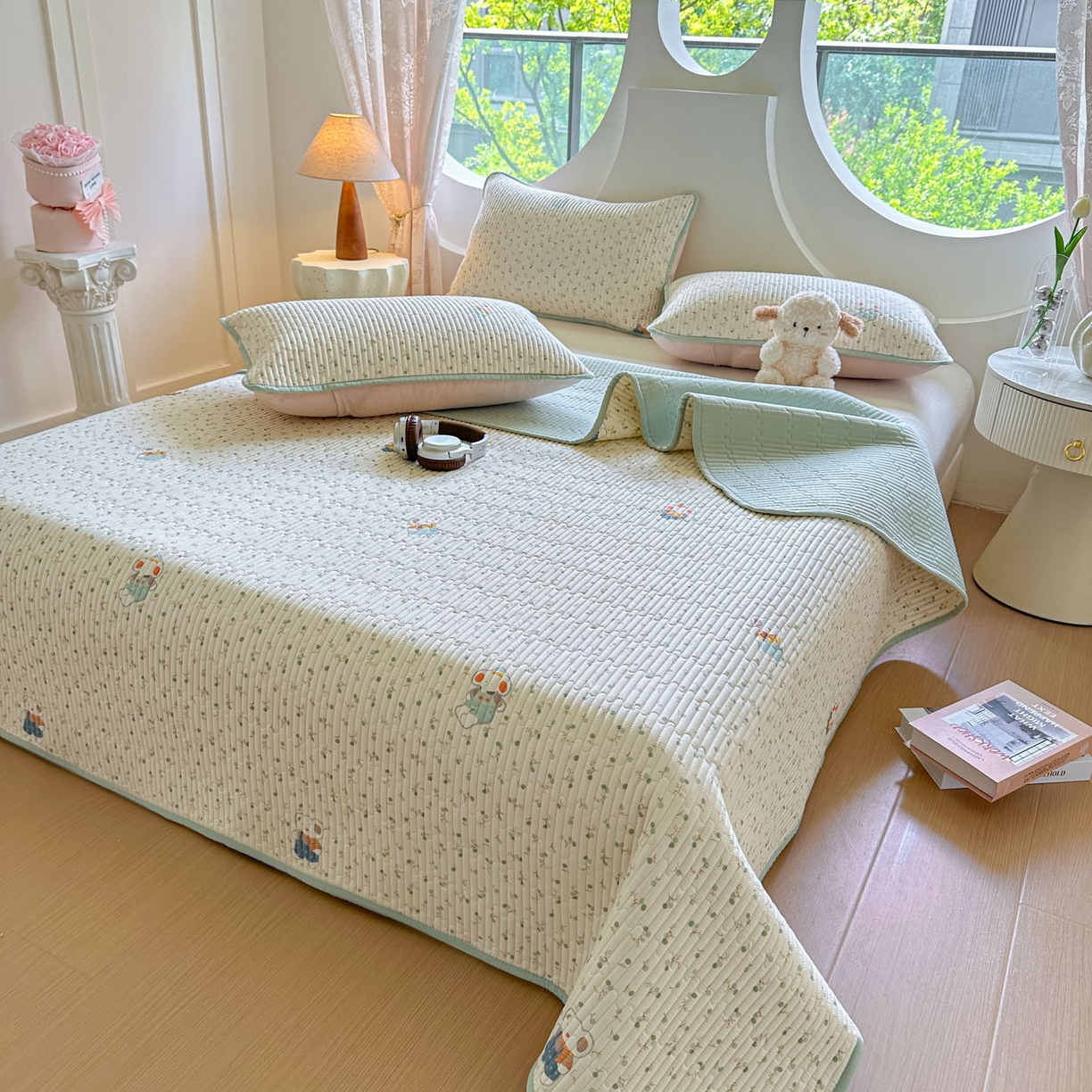 91家纺网 家纺一手货源 找家纺 恒尚居2025新款全棉床盖春秋印花床单纯棉床垫床褥垫-跑量（四季款）卡通 纯棉四季款-哆咪花园