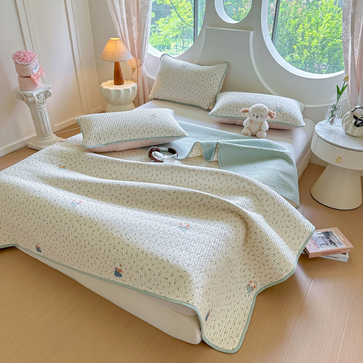 91家纺网 家纺一手货源 找家纺 恒尚居2025新款全棉床盖春秋印花床单纯棉床垫床褥垫-跑量（四季款）卡通 纯棉四季款-哆咪花园