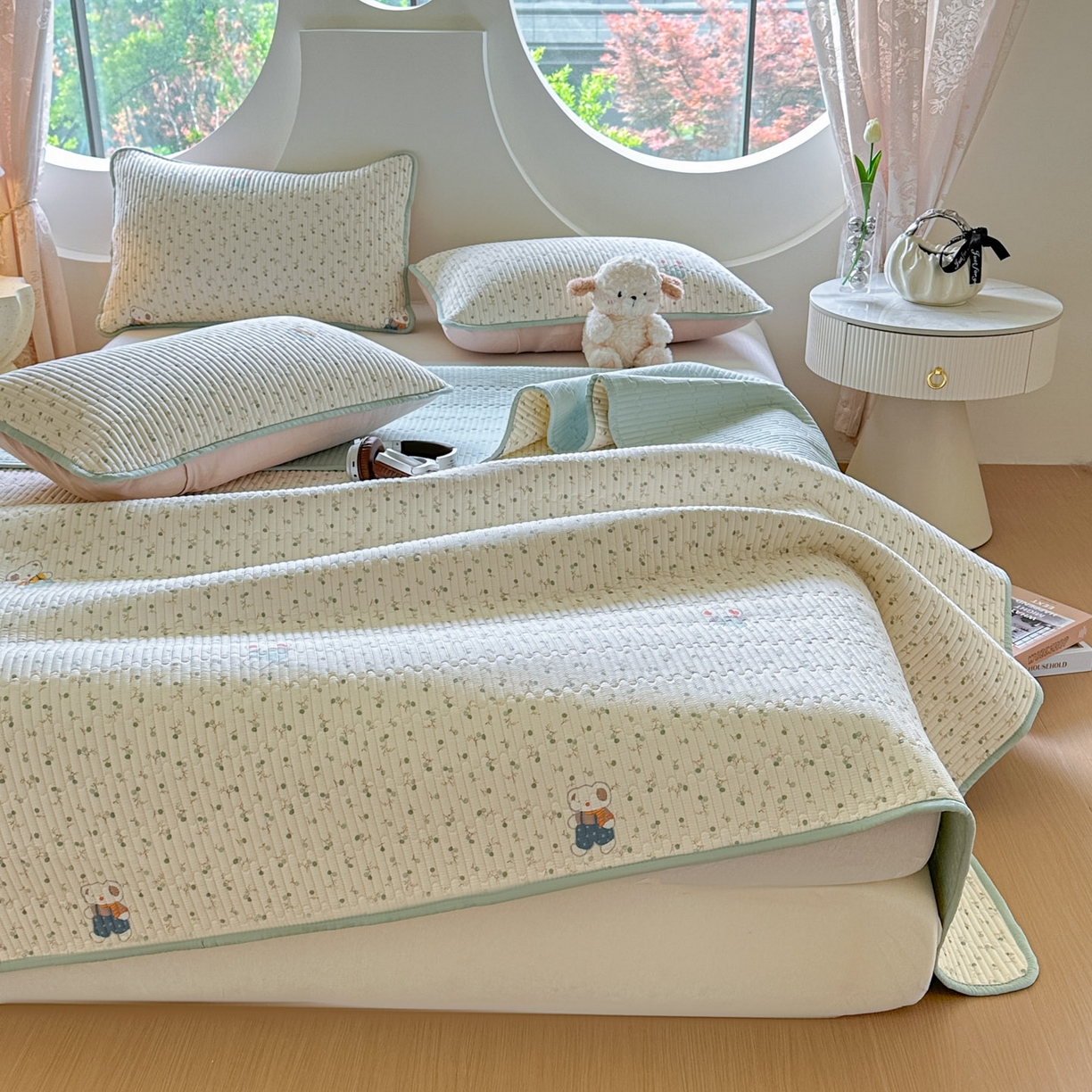 91家纺网 家纺一手货源 找家纺 恒尚居2025新款全棉床盖春秋印花床单纯棉床垫床褥垫-跑量（四季款）卡通 纯棉四季款-哆咪花园