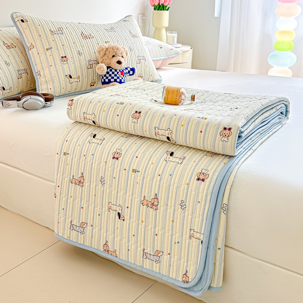 91家纺网 家纺一手货源 找家纺 恒尚居2025新款全棉床盖春秋印花床单纯棉床垫床褥垫-跑量（四季款）卡通 纯棉四季款-机灵旺仔