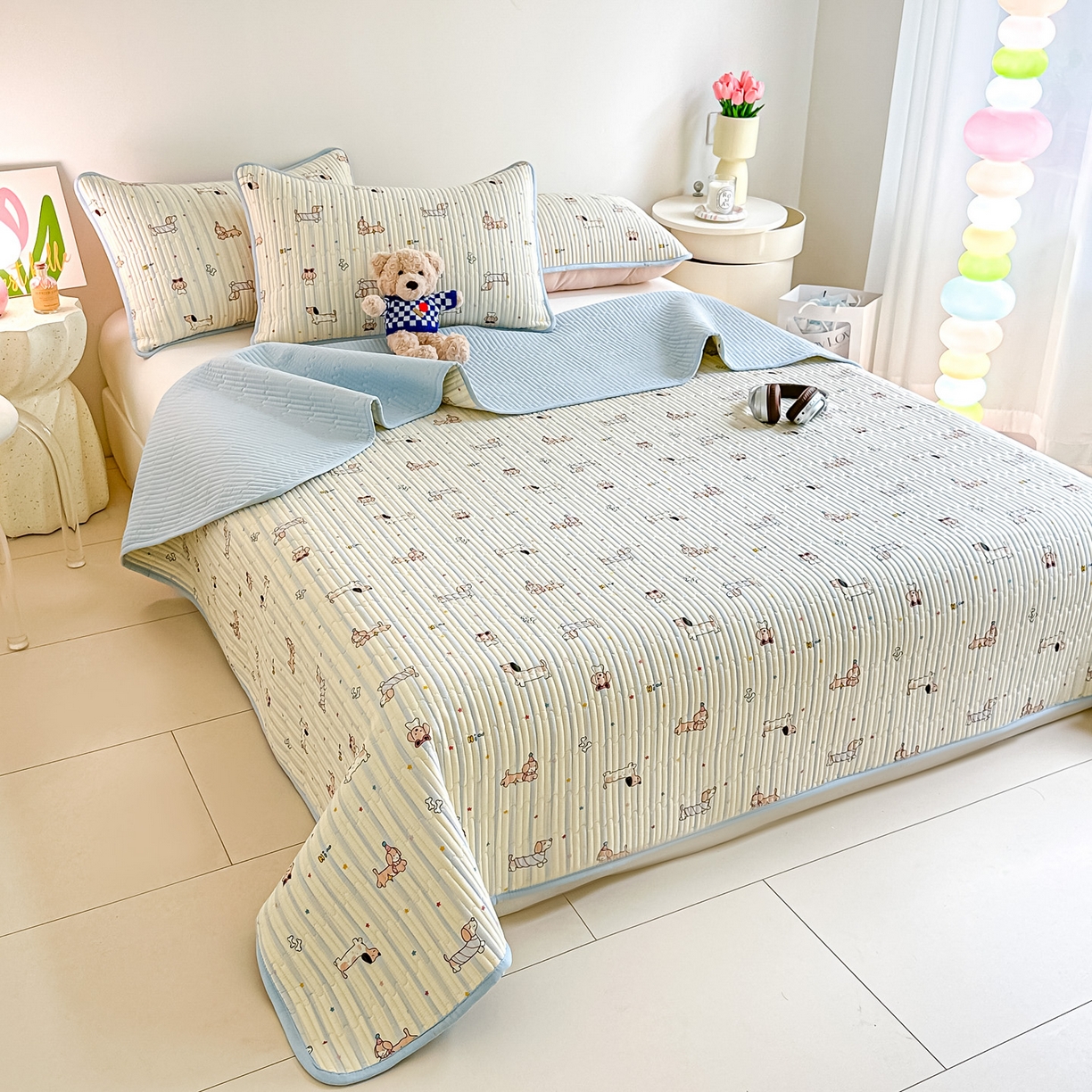 91家纺网 家纺一手货源 找家纺 恒尚居2025新款全棉床盖春秋印花床单纯棉床垫床褥垫-跑量（四季款）卡通 纯棉四季款-机灵旺仔