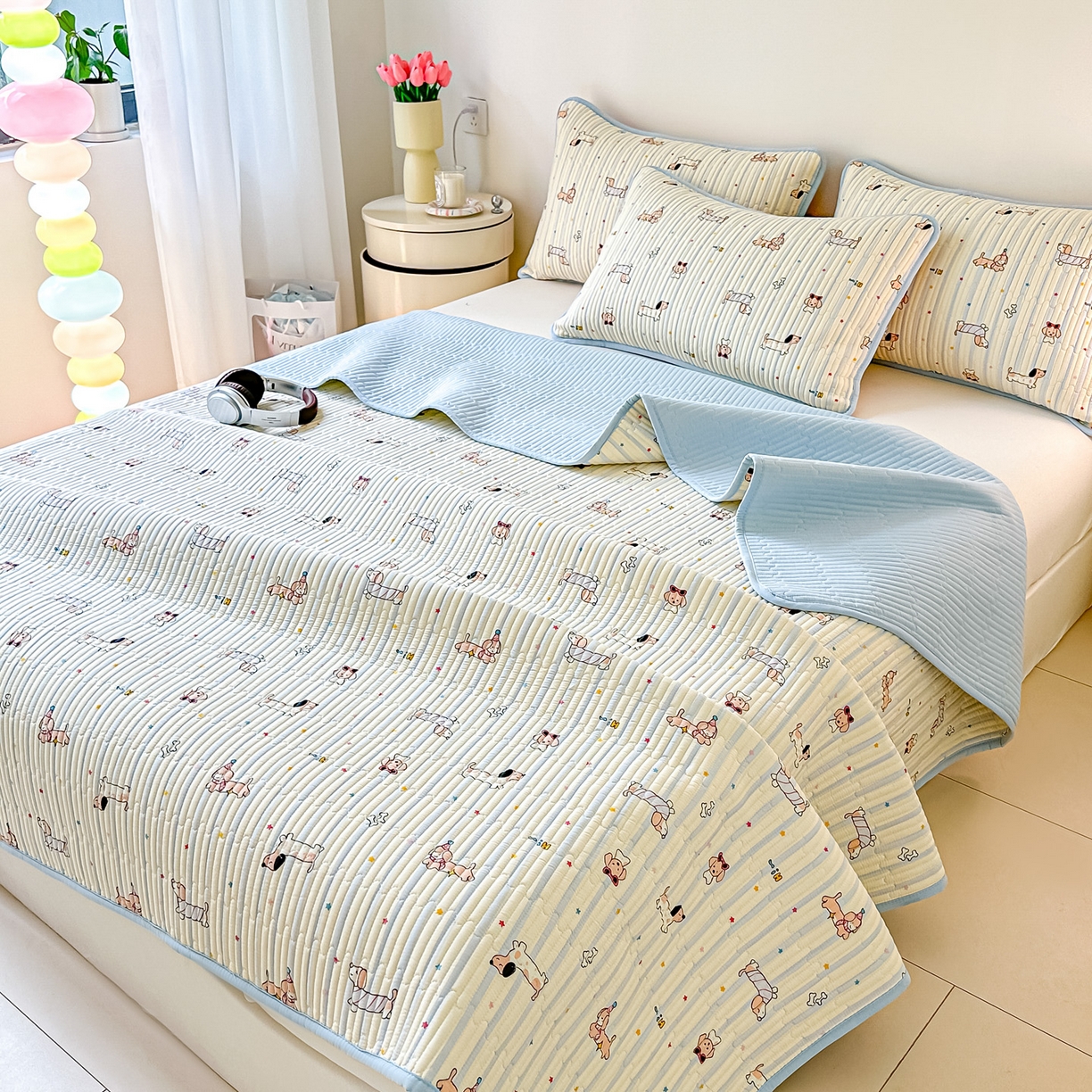 91家纺网 家纺一手货源 找家纺 恒尚居2025新款全棉床盖春秋印花床单纯棉床垫床褥垫-跑量（四季款）卡通 纯棉四季款-机灵旺仔