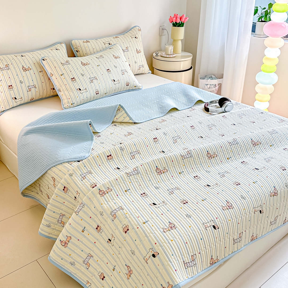 91家纺网 家纺一手货源 找家纺 恒尚居2025新款全棉床盖春秋印花床单纯棉床垫床褥垫-跑量（四季款）卡通 纯棉四季款-机灵旺仔