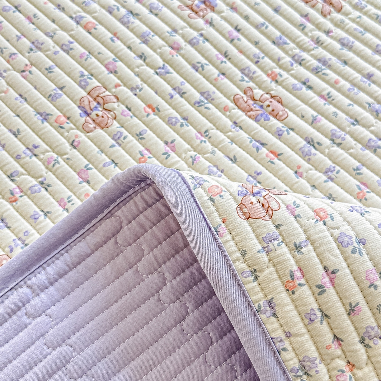 91家纺网 家纺一手货源 找家纺 恒尚居2025新款全棉床盖春秋印花床单纯棉床垫床褥垫-跑量（四季款）卡通 纯棉四季款-清茶小熊