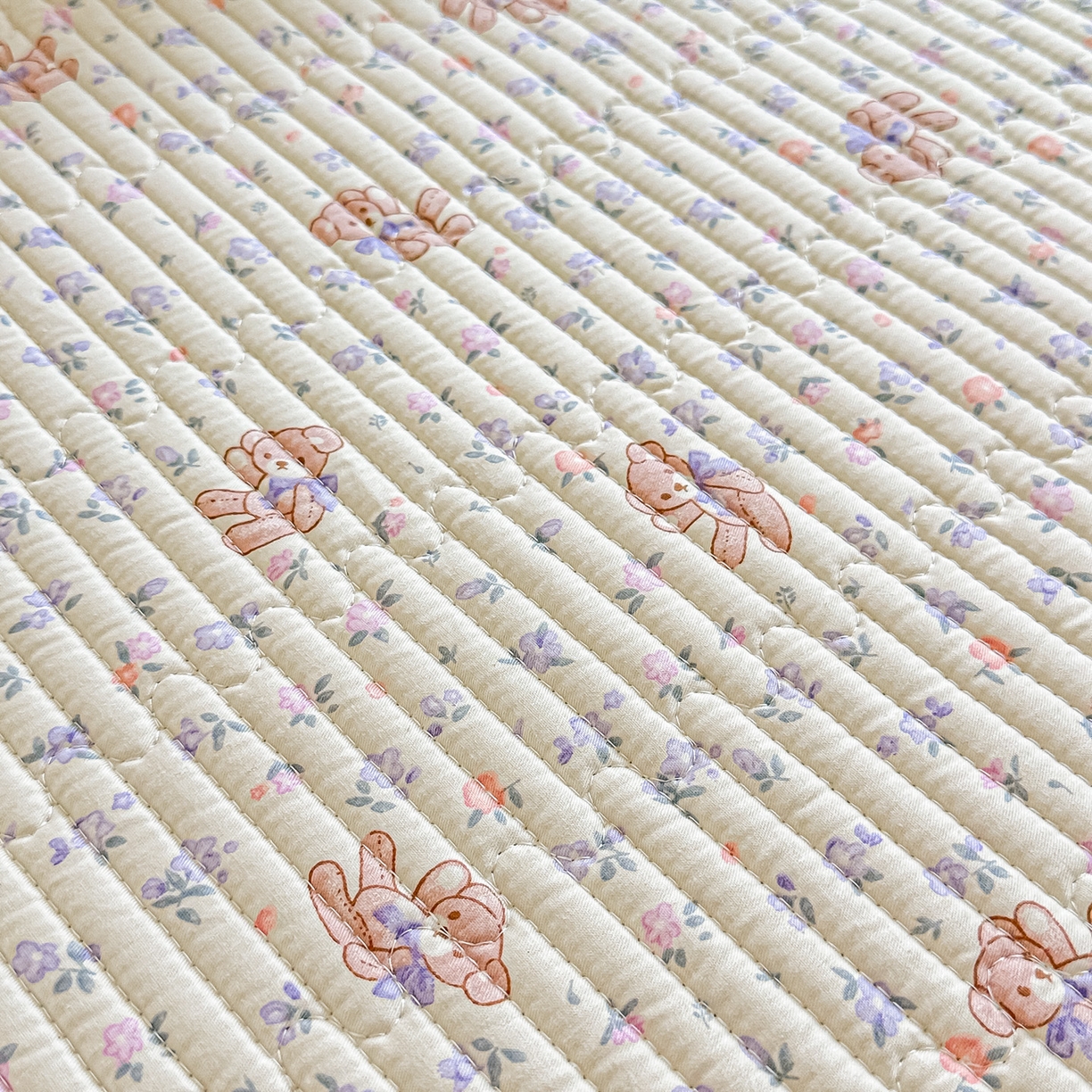 91家纺网 家纺一手货源 找家纺 恒尚居2025新款全棉床盖春秋印花床单纯棉床垫床褥垫-跑量（四季款）卡通 纯棉四季款-清茶小熊