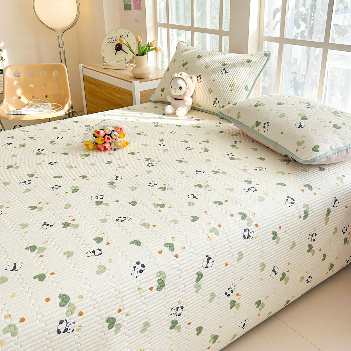 91家纺网 家纺一手货源 找家纺 恒尚居2025新款全棉床盖春秋印花床单纯棉床垫床褥垫-跑量（四季款）卡通 纯棉四季款-小熊猫