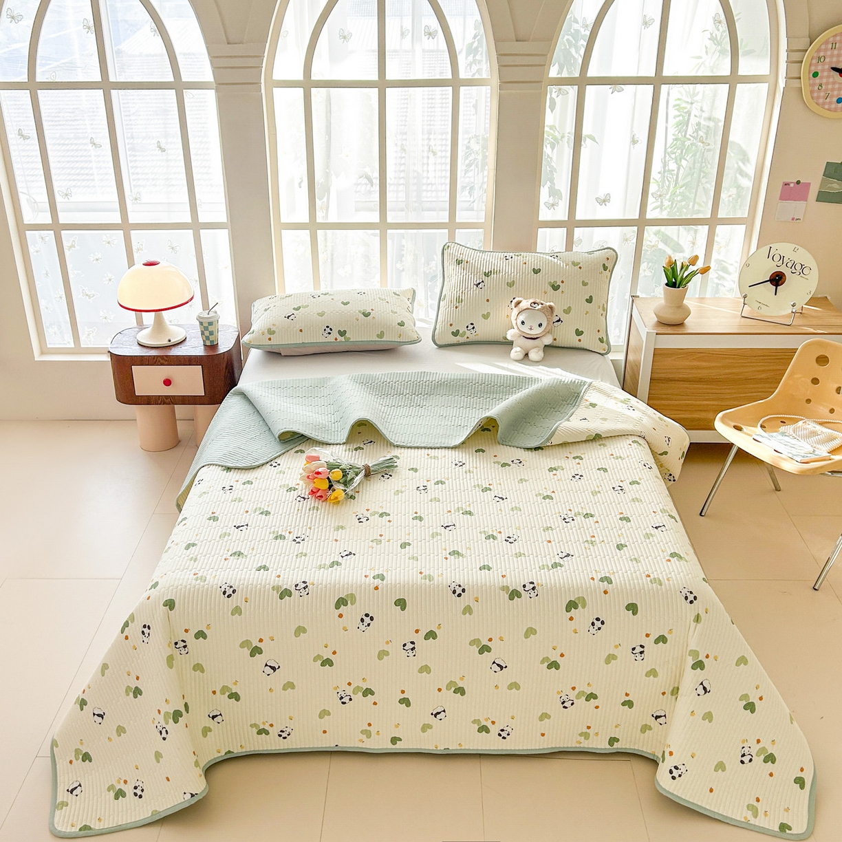 91家纺网 家纺一手货源 找家纺 恒尚居2025新款全棉床盖春秋印花床单纯棉床垫床褥垫-跑量（四季款）卡通 纯棉四季款-小熊猫