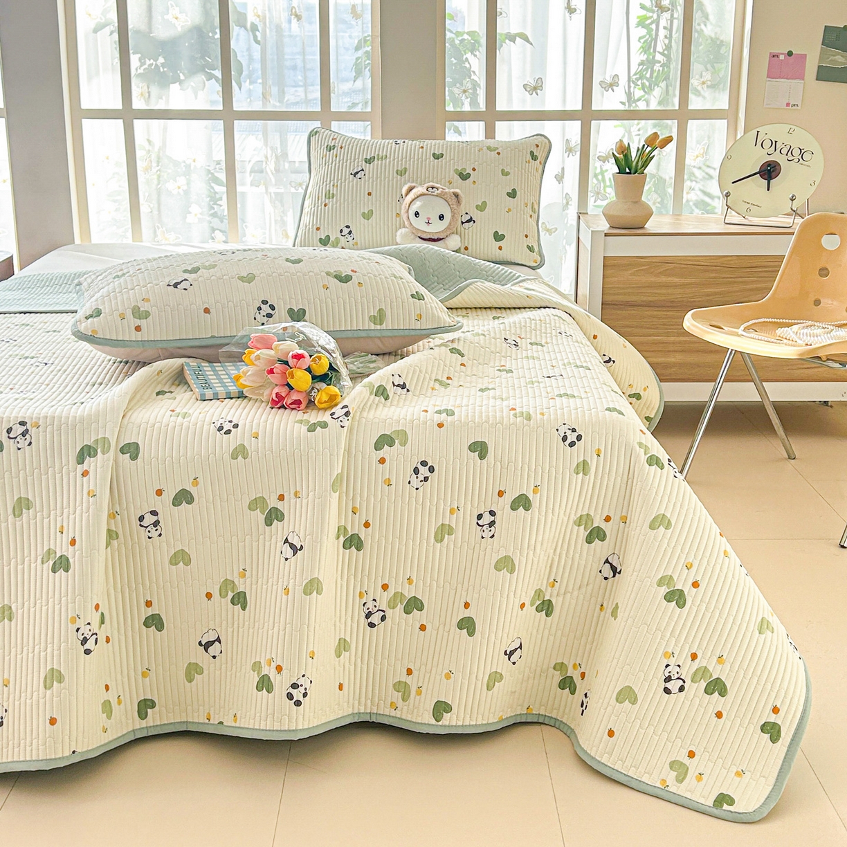 91家纺网 家纺一手货源 找家纺 恒尚居2025新款全棉床盖春秋印花床单纯棉床垫床褥垫-跑量（四季款）卡通 纯棉四季款-小熊猫