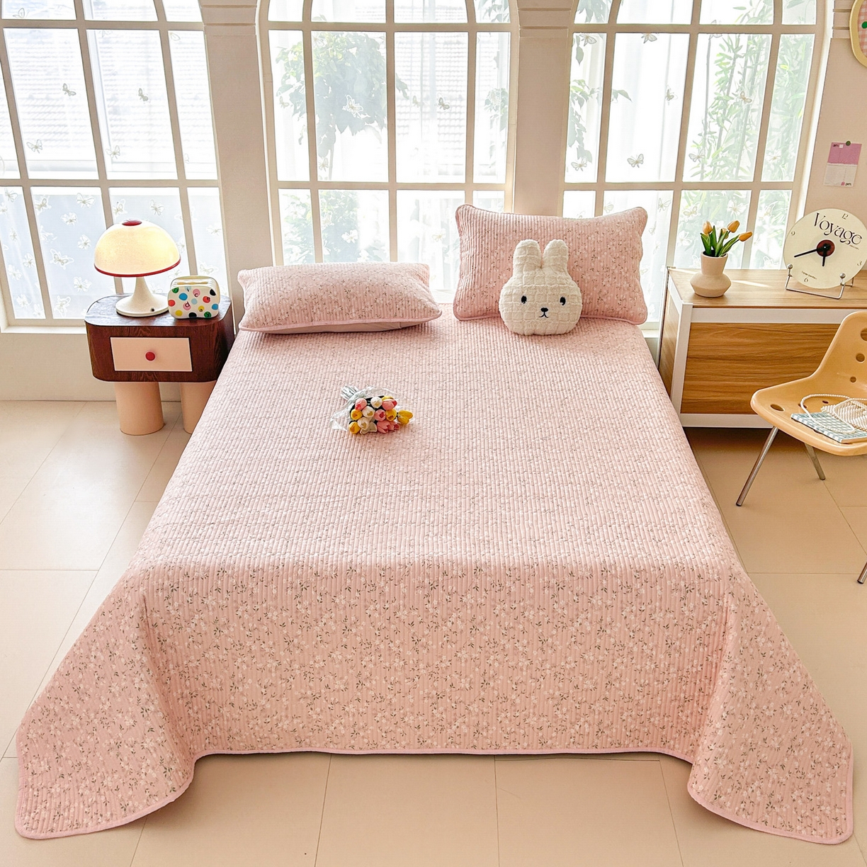 91家纺网 家纺一手货源 找家纺 恒尚居2025新款全棉床盖春秋印花床单纯棉床垫床褥垫-跑量（四季款）卡通 纯棉四季款-樱花灿灿